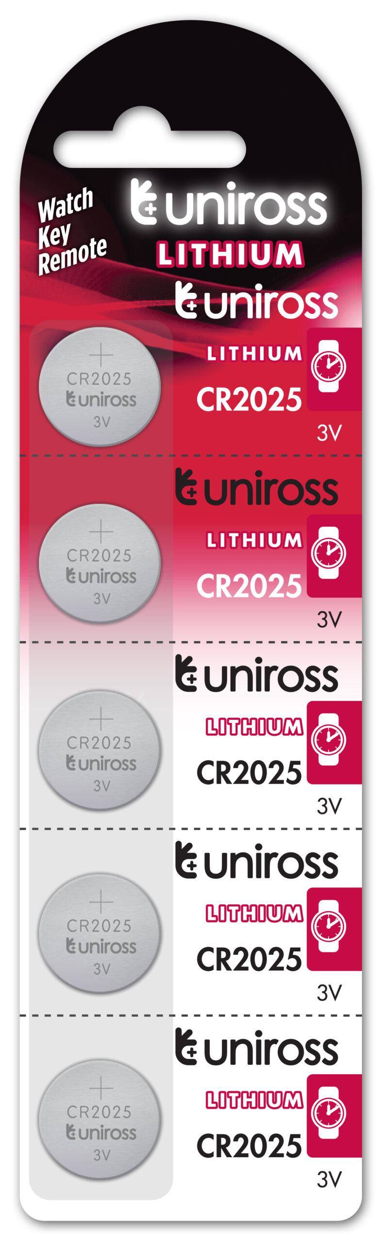 Uniross CR2025 Button Cell Lithium Battery (5pack)