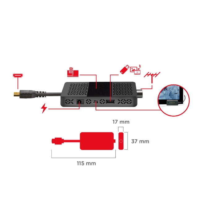 GBC JollyLine JL43703 Full HD DVB-T2 Stick Receiver with HDMI - Image 5