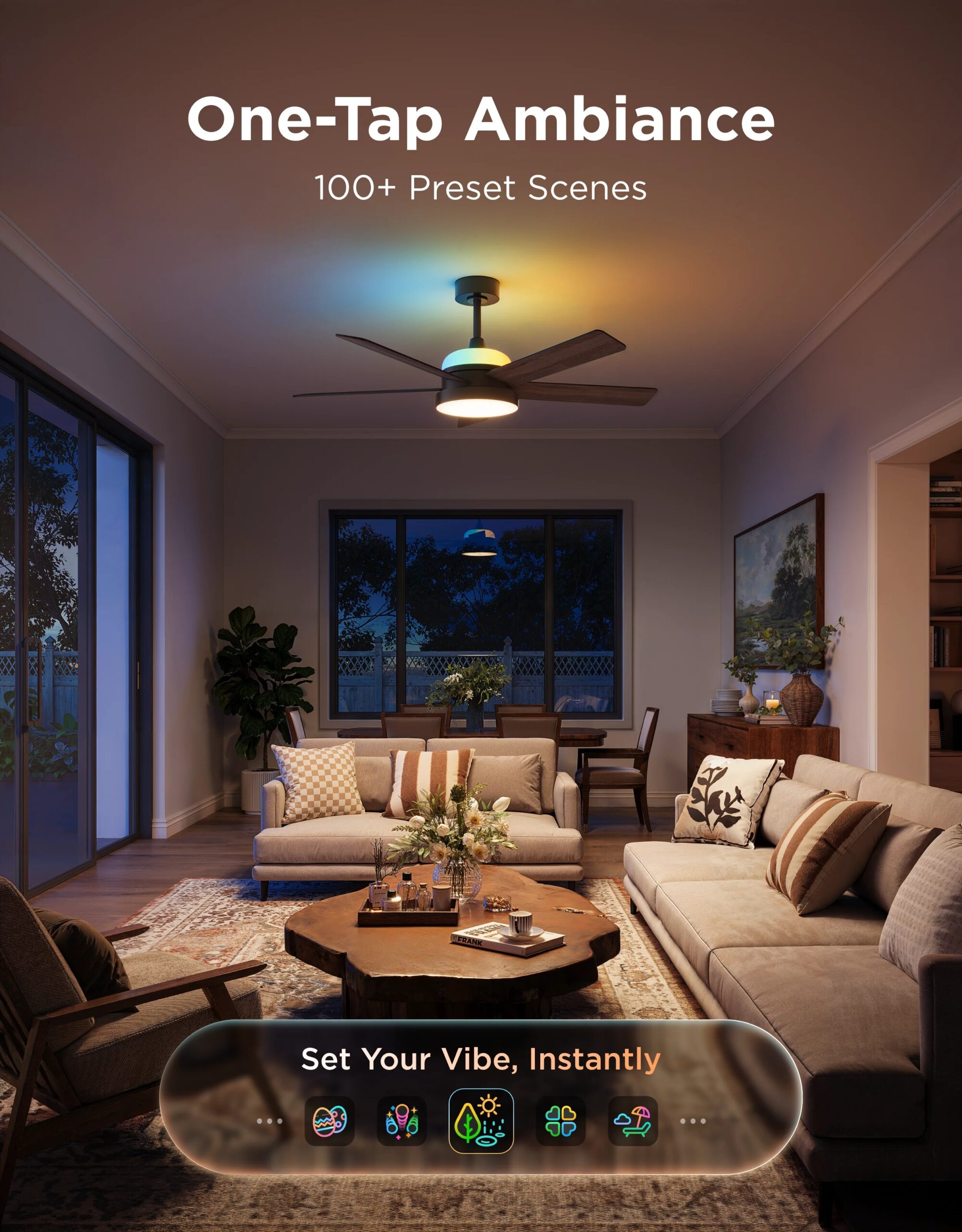 Govee Lamp Ceiling Smart LED Ceiling Fan 52 inch RGBWW+RGBICWW H1310 - Image 5