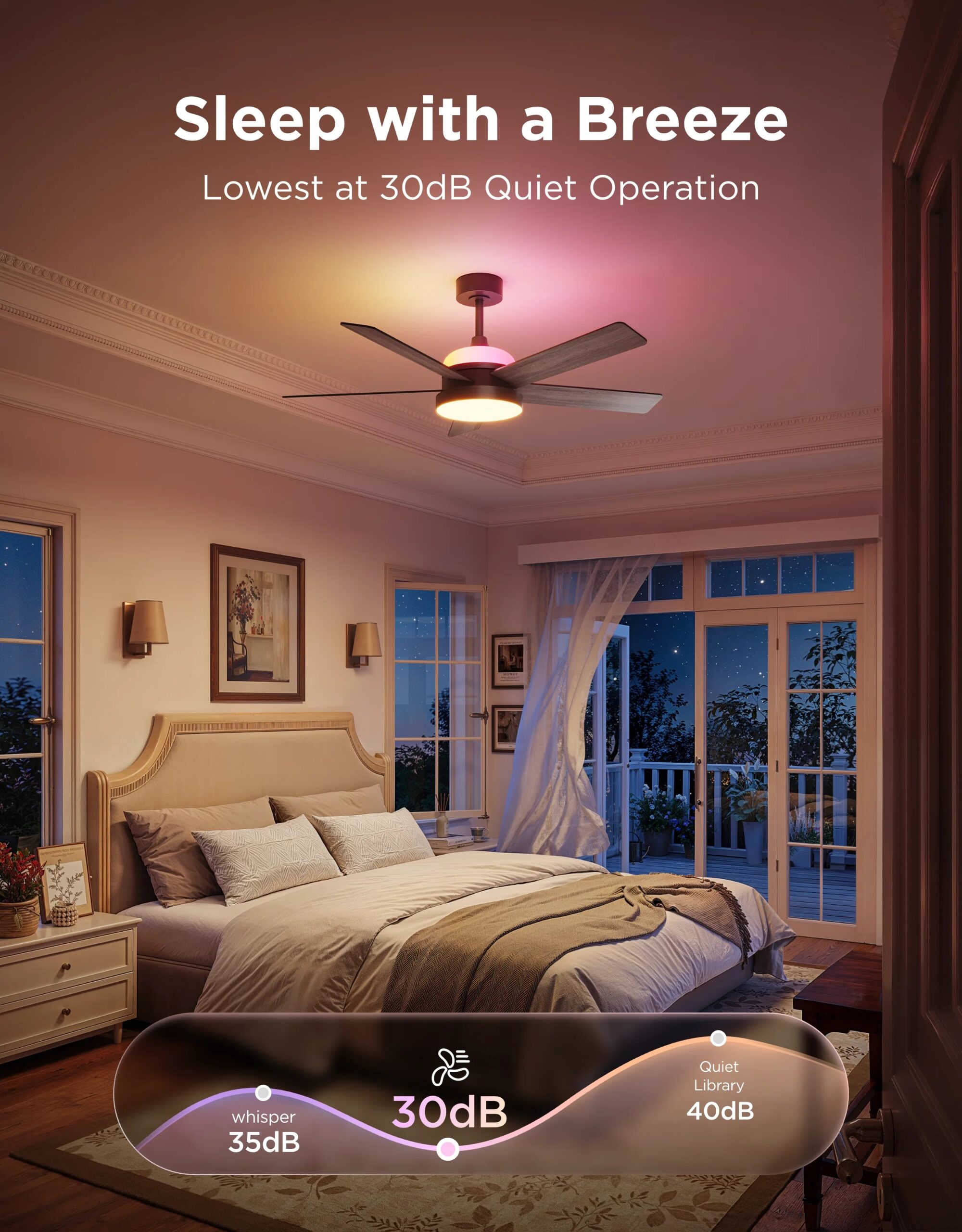 Govee Lamp Ceiling Smart LED Ceiling Fan 52 inch RGBWW+RGBICWW H1310 - Image 7