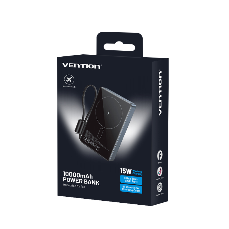 Vention MA Powerbank Wireless Magnetic 10000mAh 22.5W Wireless 15W Ultra Slim Grey FKLH0 - Image 16