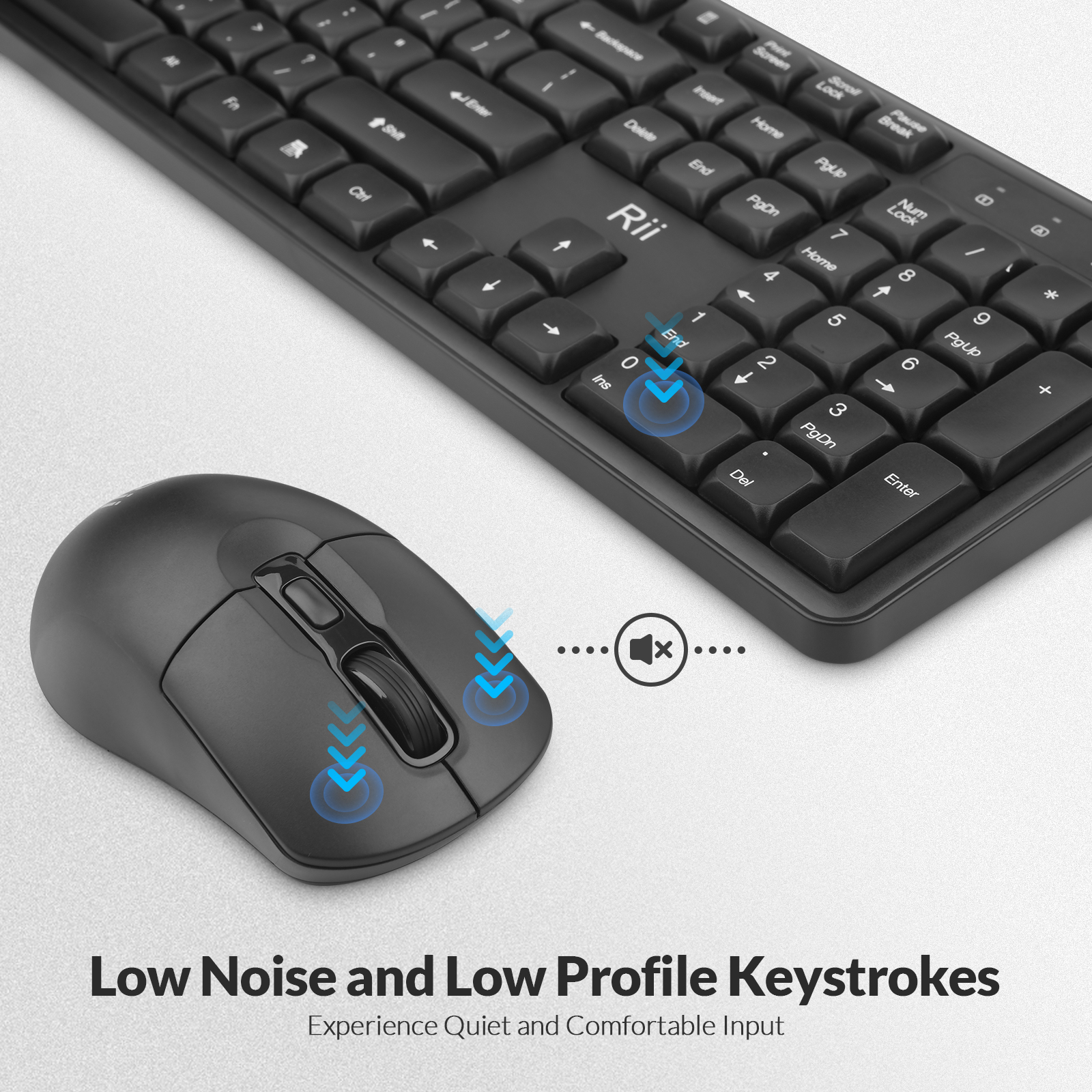 Rii Keyboard & Mouse Wireless 2.4GHz Combo Full Sized Silent RK209 - Image 7