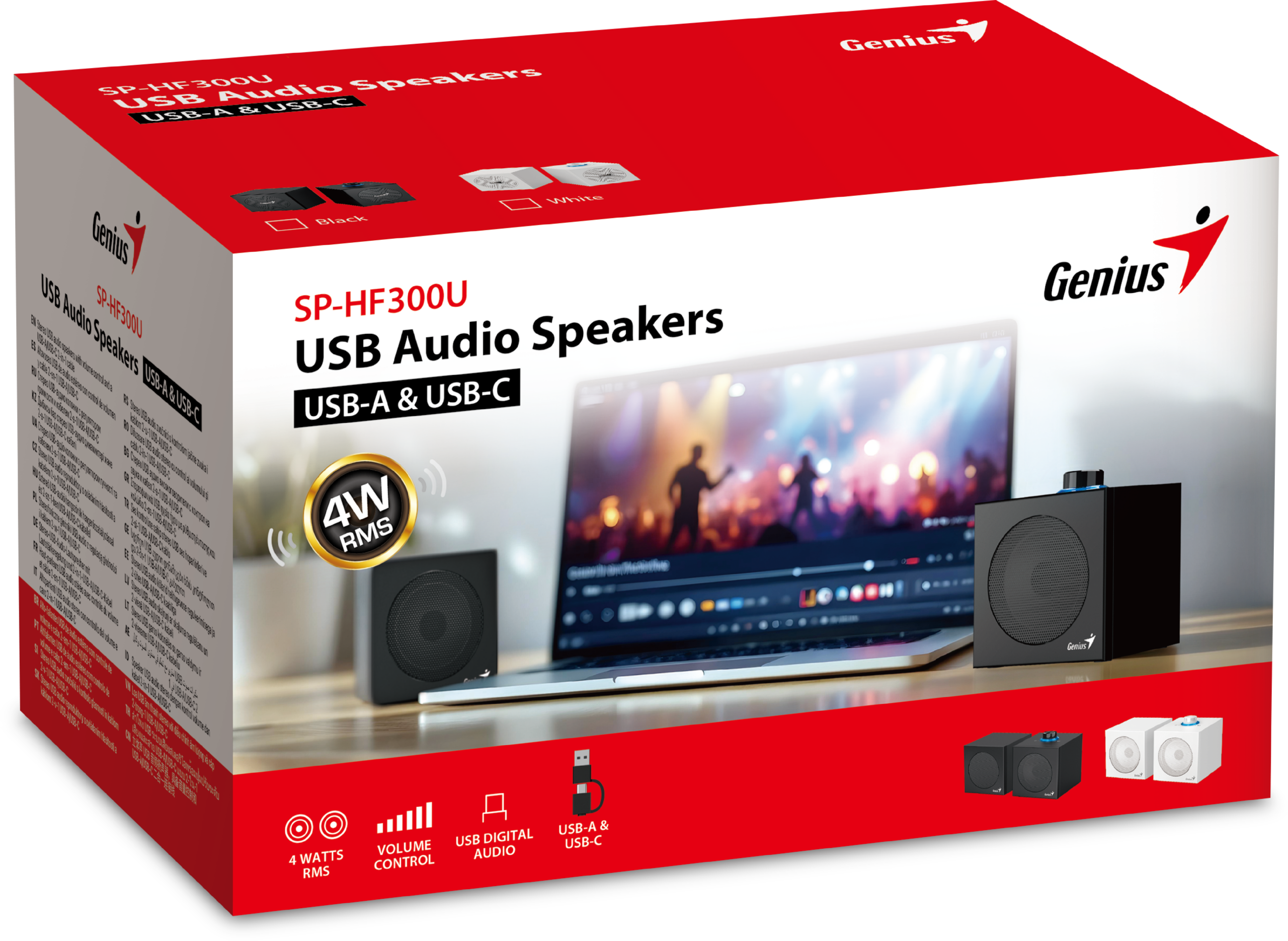 Genius PC Speakers 2.0 USB Audio 4W RMS USB-A+C SP-HF300U Black - Image 8