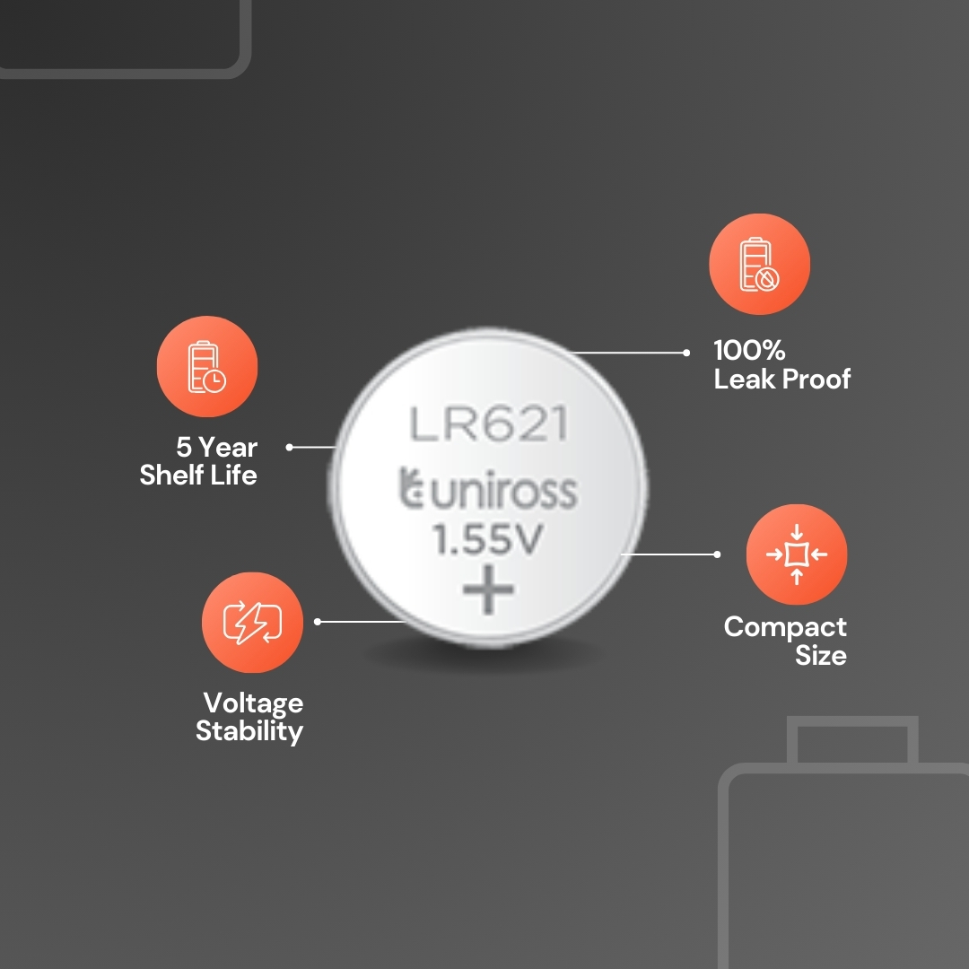 Uniross Alkaline-Coin LR621 AG1 LR60 Battery (10pack) - Image 3