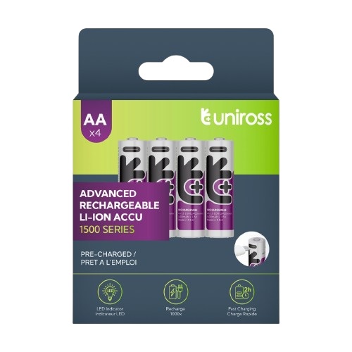 Uniross Rechargeable USB-C Lithium AA Batteries 2400 mAh (4pack)