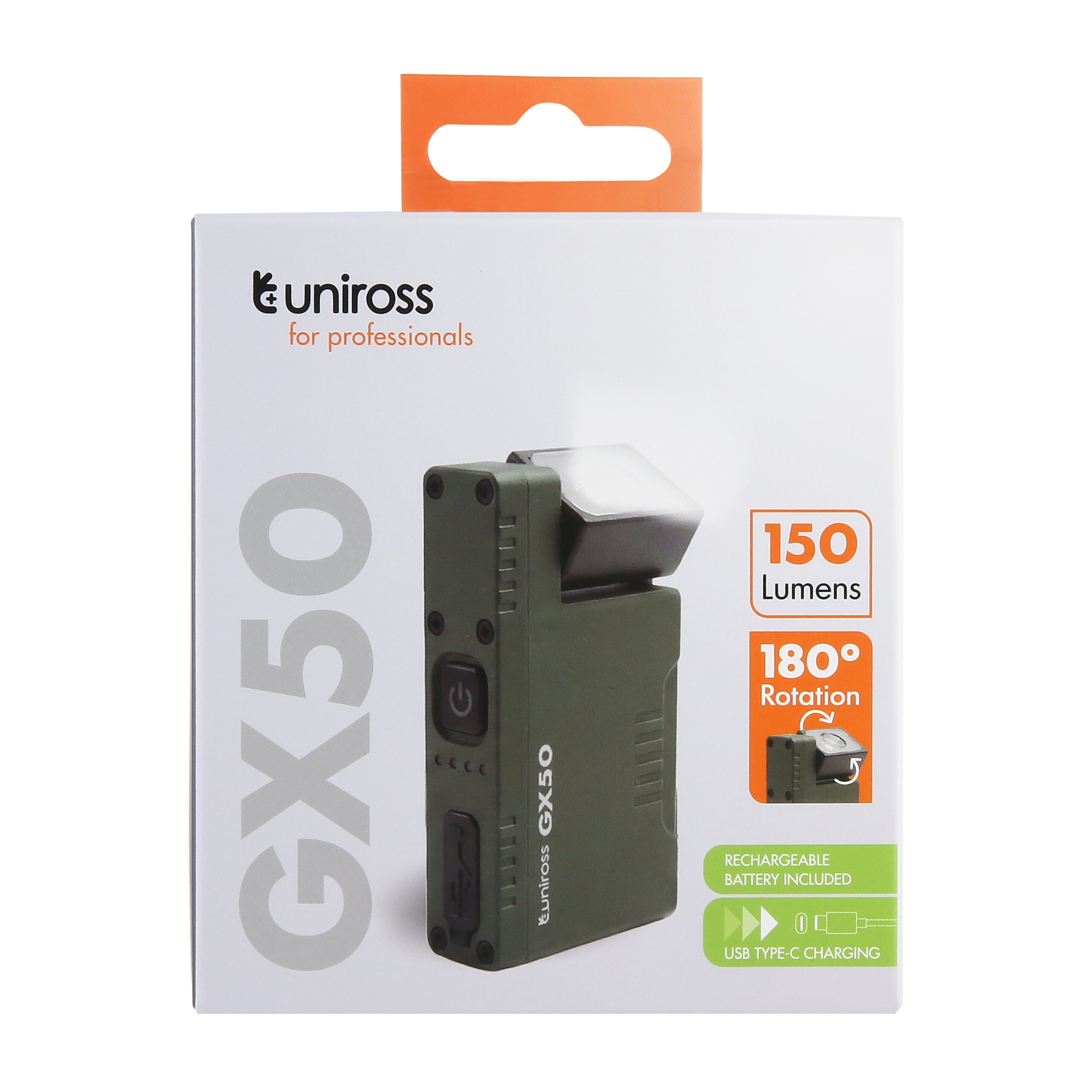 Uniross Light Torch GX50 Rechargeable Torch 150 Lumens with Magnet, Belt Clip & Lanyard - Image 4