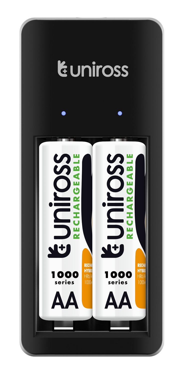 Uniross UCU001B USB Compact Mini Charger with 2x AAA 600 Batteries - Image 2