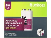 Uniross USB-C Rechargeable Lithium 9V Battery 400mah (1pc)