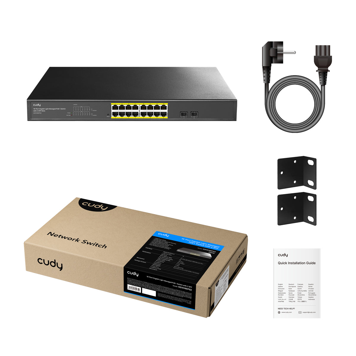 Cudy Switch PoE Gigabit Light Managed 16PoE with 2 SFP 200W GS1016EPS2 - Image 2