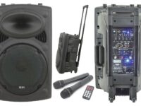 QTX QR15PA 15'' Professional Portable Karaoke & PA Speaker with 2x Wireless Microphones